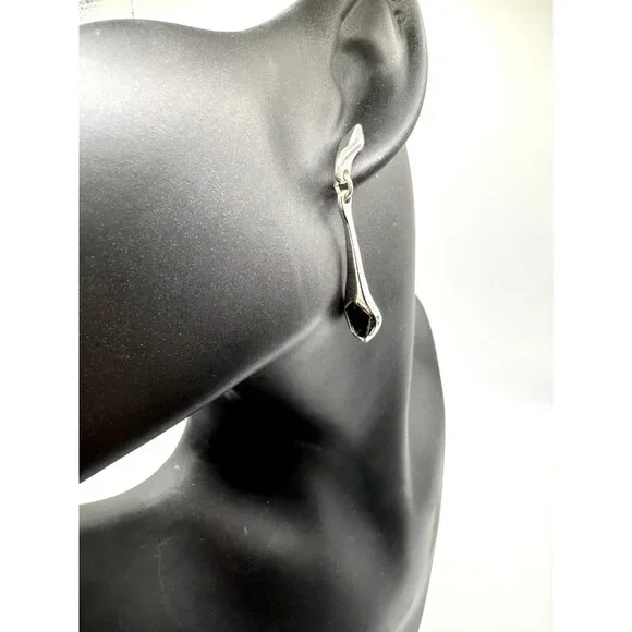 Robert Lee Morris RLM SoHo Silver Tone Drop Earrings Blue Stone - Picture 2 of 5